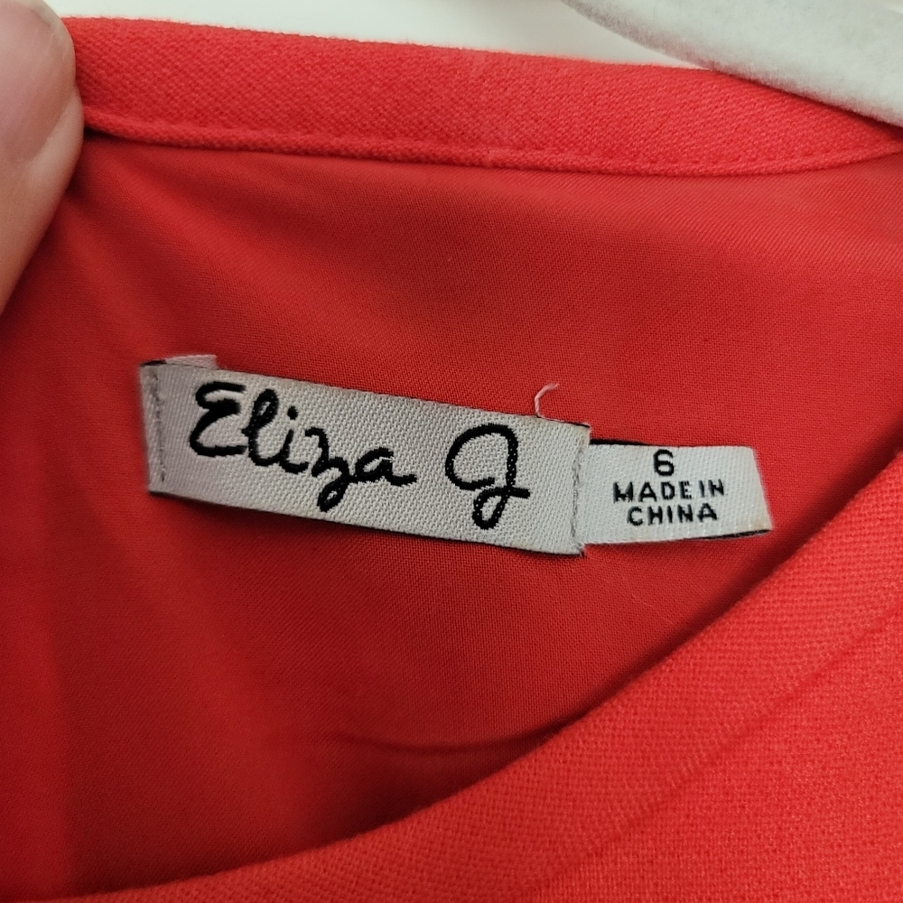 Eliza J Dress Womens Size 6 Red Gray Colorblock 3/4 Sleeve - Picture 7 of 10